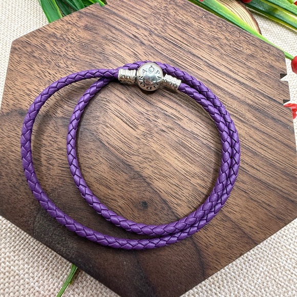 Pandora Jewelry - Pandora Purple Braided Leather Bracelet 19cm
